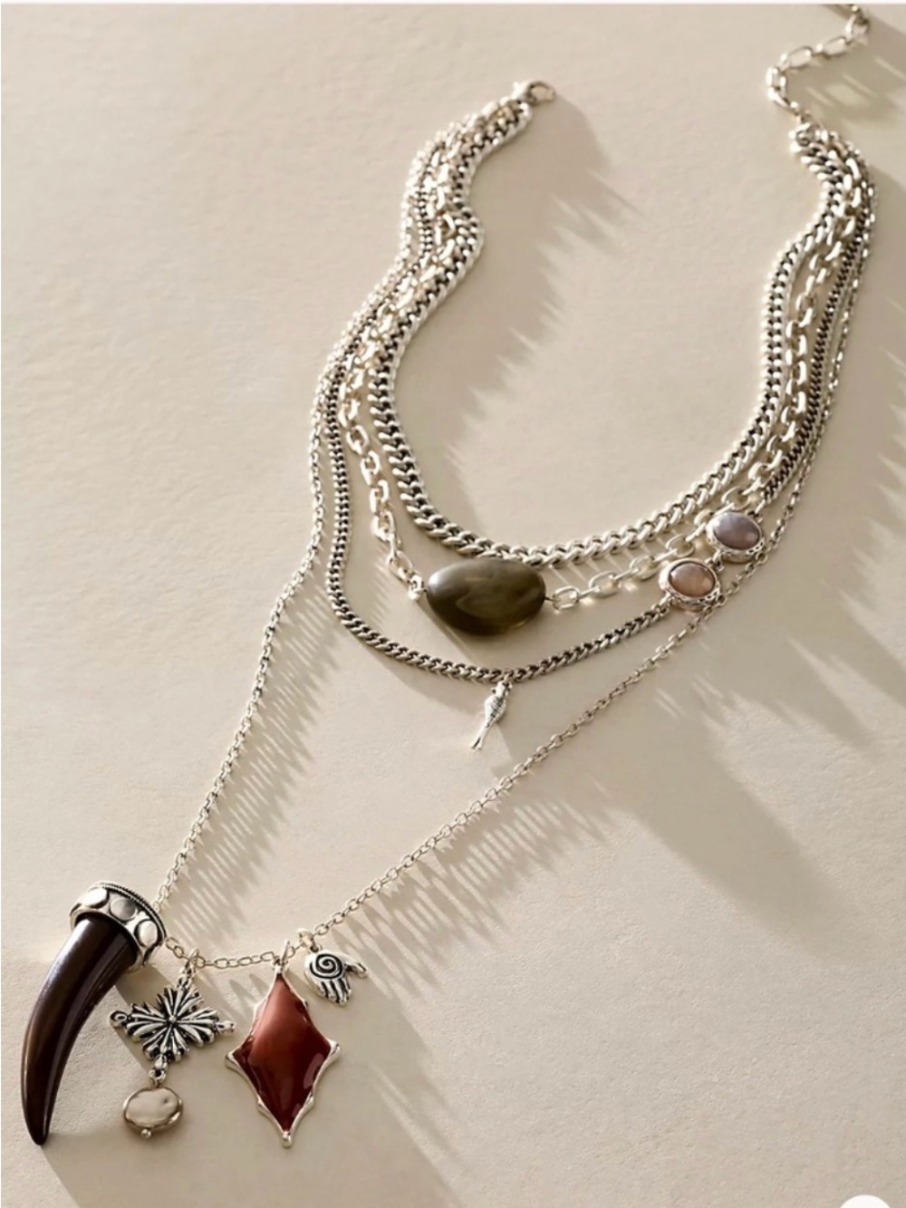 NWT Free People Zella layered silver necklace